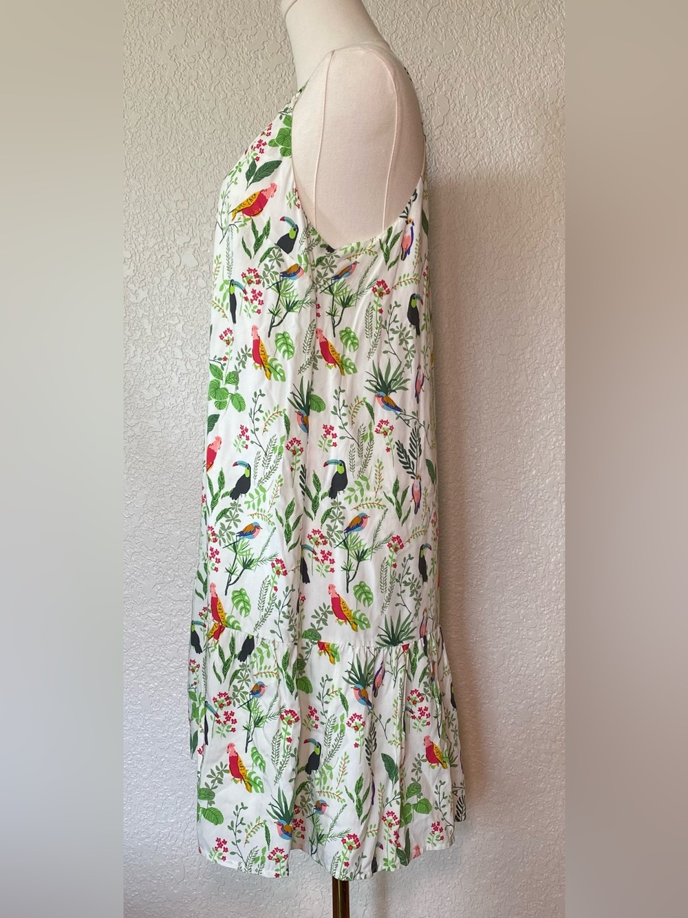 Loft bird print dress women’s size small s - Picture 2 of 7